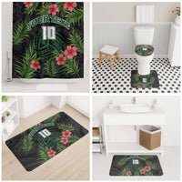 Custom Hawaii Volleyball Bathroom Set Kakau Abstract and Tropical Plants Black Color - Polynesian Pride
