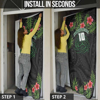 Custom Hawaii Volleyball Door Cover Kakau Abstract and Tropical Plants Black Color - Polynesian Pride