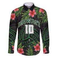 Custom Hawaii Volleyball Family Matching Puletasi and Hawaiian Shirt Kakau Abstract and Tropical Plants Black Color - Polynesian Pride