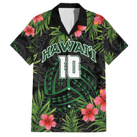 Custom Hawaii Volleyball Family Matching Summer Maxi Dress and Hawaiian Shirt Kakau Abstract and Tropical Plants Black Color - Polynesian Pride