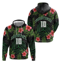 Custom Hawaii Volleyball Hoodie Kakau Abstract and Tropical Plants Black Color LT03 - Polynesian Pride