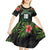 Custom Hawaii Volleyball Kid Short Sleeve Dress Kakau Abstract and Tropical Plants Black Color - Polynesian Pride