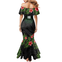 Custom Hawaii Volleyball Mermaid Dress Kakau Abstract and Tropical Plants Black Color - Polynesian Pride