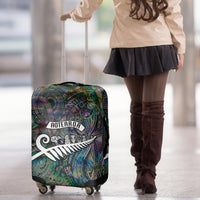 New Zealand Luggage Cover Aotearoa Symbols With Silver Fern LT03 - Polynesian Pride