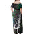 New Zealand Off Shoulder Maxi Dress Aotearoa Symbols With Silver Fern LT03 - Polynesian Pride