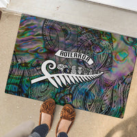 New Zealand Rubber Doormat Aotearoa Symbols With Silver Fern LT03 - Polynesian Pride