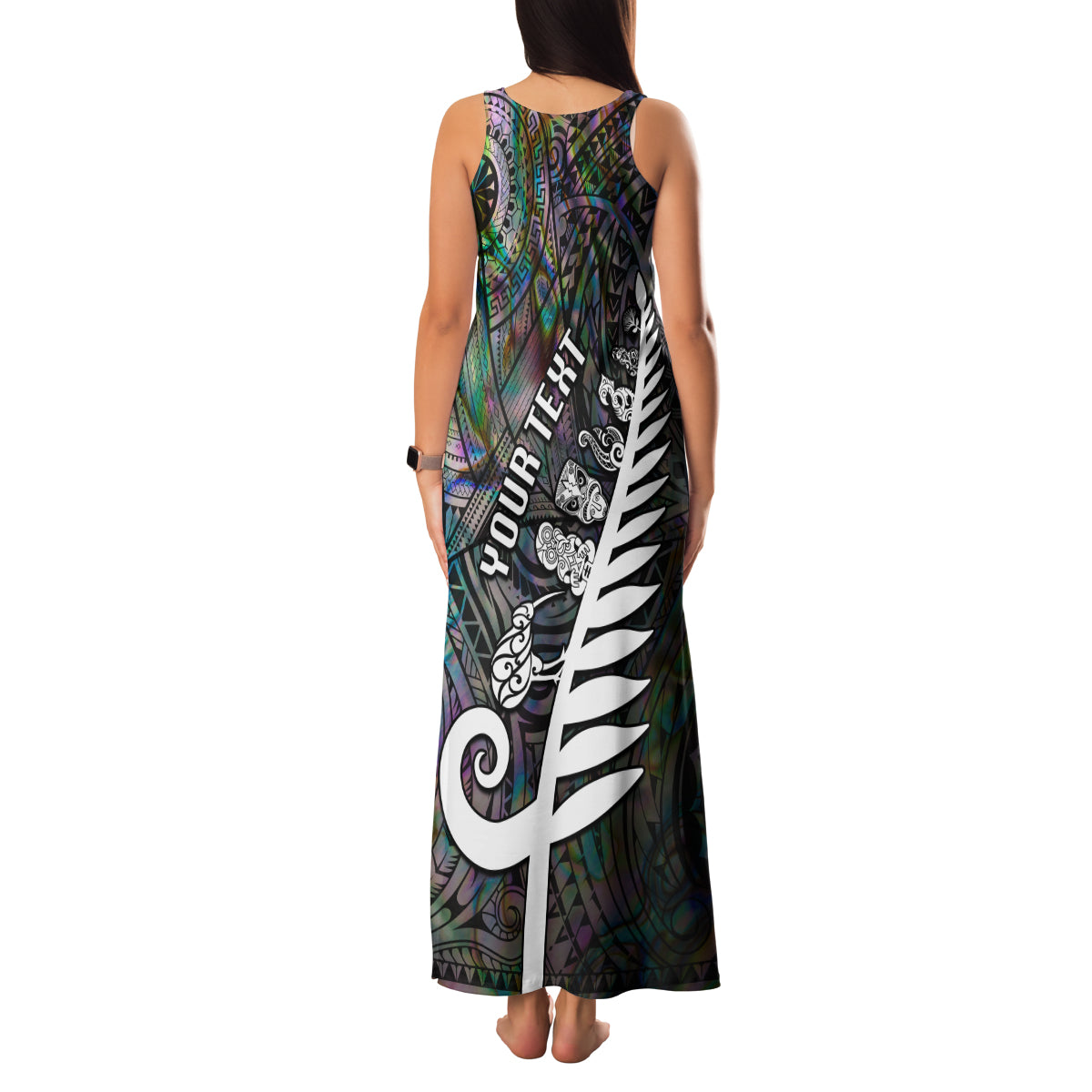 Personalized New Zealand Family Matching Tank Maxi Dress and Hawaiian Shirt Aotearoa Symbols With Silver Fern LT03 - Polynesian Pride