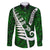 New Zealand Family Matching Summer Maxi Dress and Hawaiian Shirt Silver Fern and Maori Symbols Papua Shell Green Style LT03 Dad's Shirt - Long Sleeve Green - Polynesian Pride