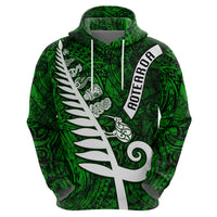 New Zealand Hoodie Silver Fern and Maori Symbols Papua Shell Green Style LT03 - Polynesian Pride