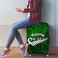 New Zealand Luggage Cover Silver Fern and Maori Symbols Papua Shell Green Style LT03 - Polynesian Pride