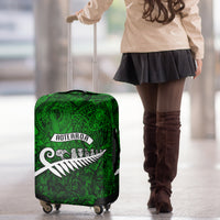 New Zealand Luggage Cover Silver Fern and Maori Symbols Papua Shell Green Style LT03 - Polynesian Pride