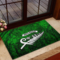 New Zealand Rubber Doormat Silver Fern and Maori Symbols Papua Shell Green Style LT03 - Polynesian Pride