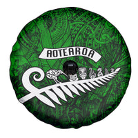 New Zealand Spare Tire Cover Silver Fern and Maori Symbols Papua Shell Green Style LT03 - Polynesian Pride