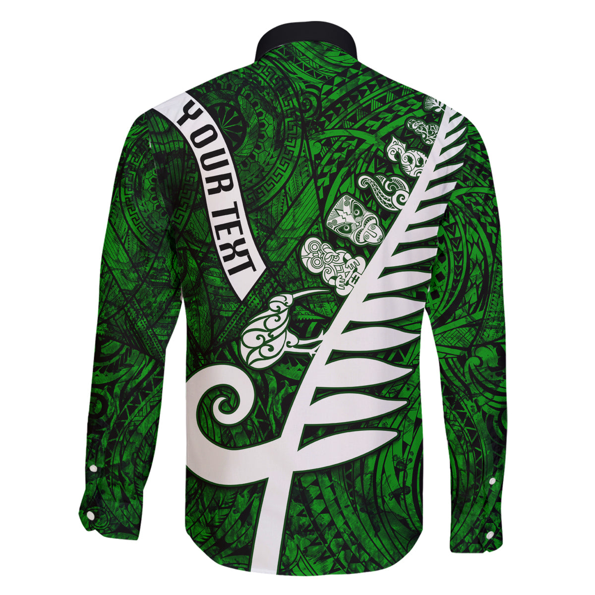 Personalized New Zealand Family Matching Mermaid Dress and Hawaiian Shirt Silver Fern and Maori Symbols Papua Shell Green Style LT03 - Polynesian Pride