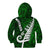 Personalized New Zealand Kid Hoodie Silver Fern and Maori Symbols Papua Shell Green Style LT03 - Polynesian Pride
