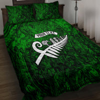 Personalized New Zealand Quilt Bed Set Silver Fern and Maori Symbols Papua Shell Green Style LT03 - Polynesian Pride