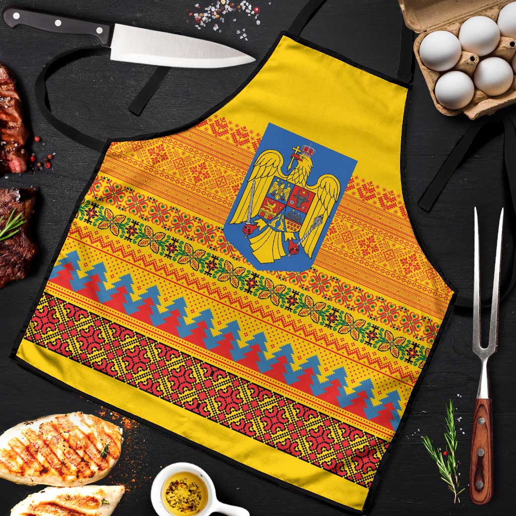 Romania Merry Christmas Apron Romania Emblem Traditional Folk Art - Polynesian Pride
