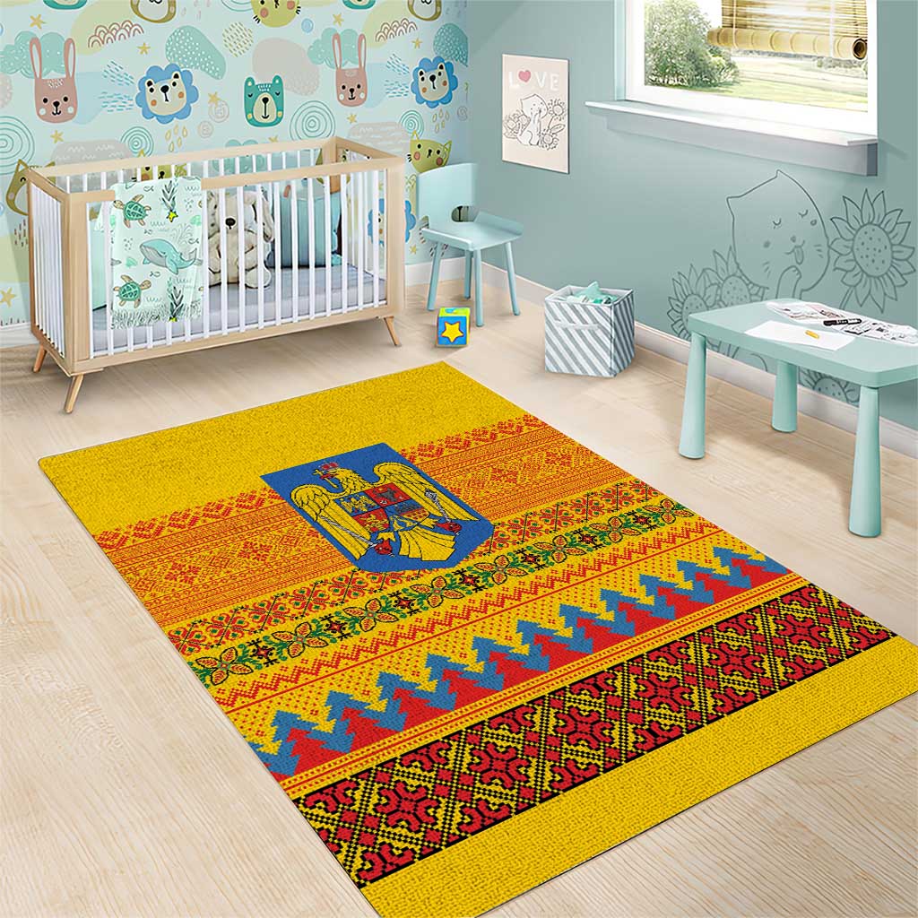 Romania Merry Christmas Area Rug Romania Emblem Traditional Folk Art - Polynesian Pride