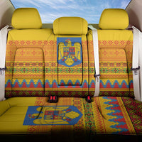 Romania Merry Christmas Back Car Seat Cover Romania Emblem Traditional Folk Art - Polynesian Pride