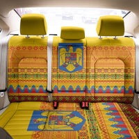 Romania Merry Christmas Back Car Seat Cover Romania Emblem Traditional Folk Art - Polynesian Pride
