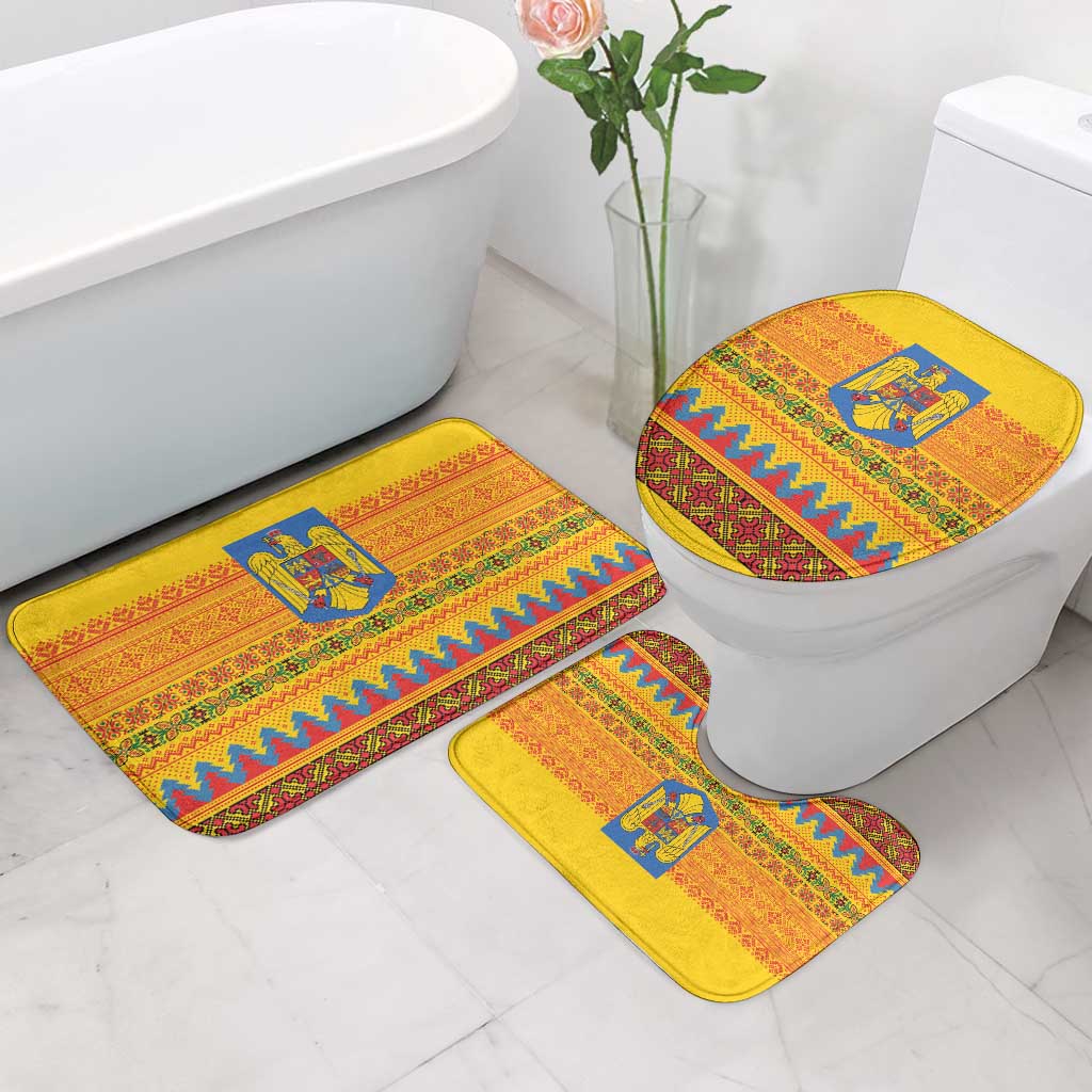 Romania Merry Christmas Bathroom Set Romania Emblem Traditional Folk Art - Polynesian Pride