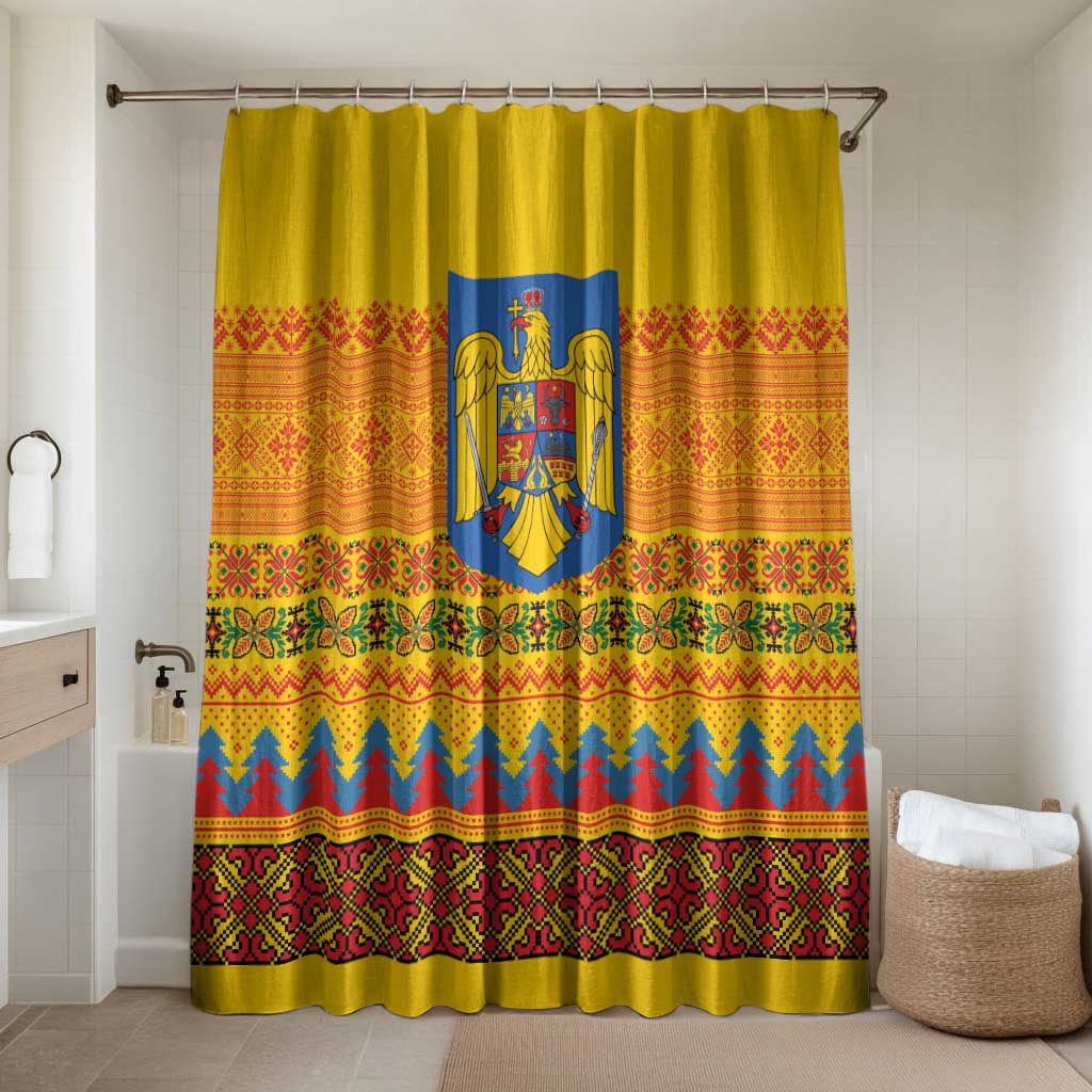 Romania Merry Christmas Bathroom Set Romania Emblem Traditional Folk Art - Polynesian Pride