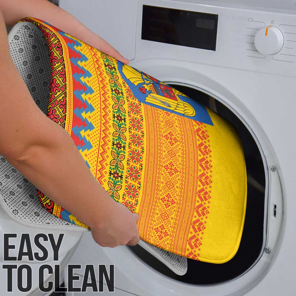 Romania Merry Christmas Bathroom Set Romania Emblem Traditional Folk Art - Polynesian Pride