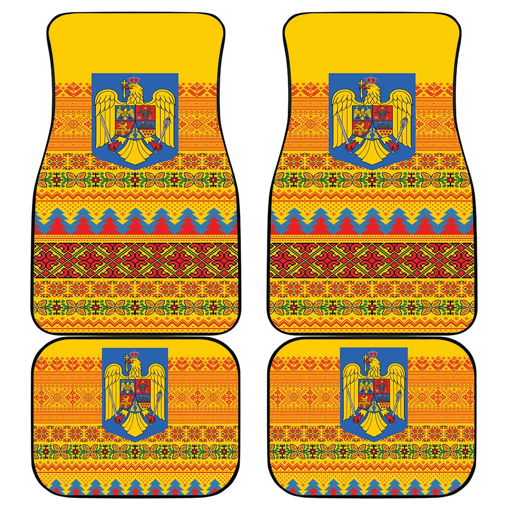 Romania Merry Christmas Car Mats Romania Emblem Traditional Folk Art - Polynesian Pride