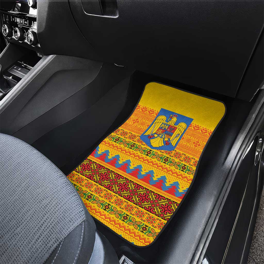 Romania Merry Christmas Car Mats Romania Emblem Traditional Folk Art - Polynesian Pride