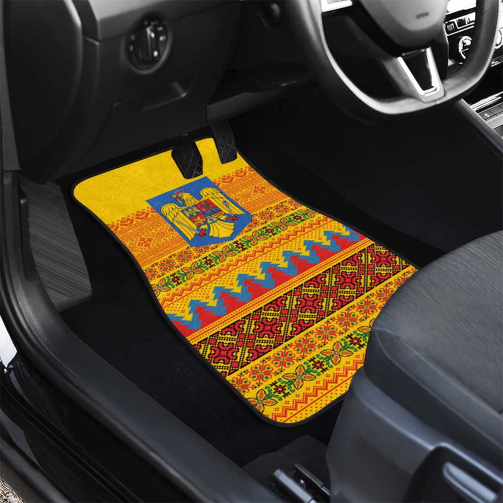 Romania Merry Christmas Car Mats Romania Emblem Traditional Folk Art - Polynesian Pride