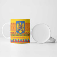 Romania Merry Christmas Ceramic Mug Romania Emblem Traditional Folk Art - Polynesian Pride