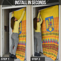 Romania Merry Christmas Door Cover Romania Emblem Traditional Folk Art - Polynesian Pride