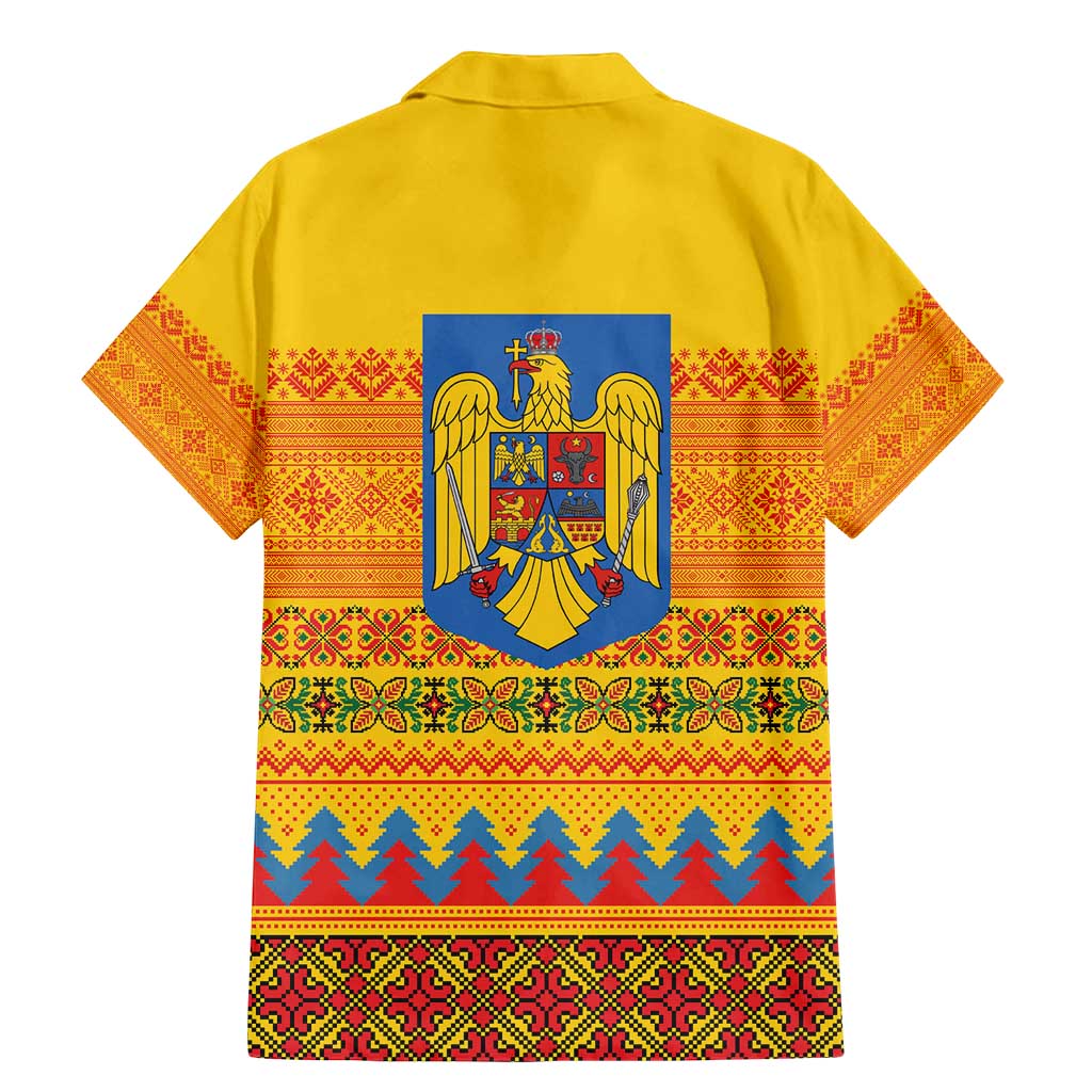 Romania Merry Christmas Family Matching Mermaid Dress and Hawaiian Shirt Romania Emblem Traditional Folk Art - Polynesian Pride