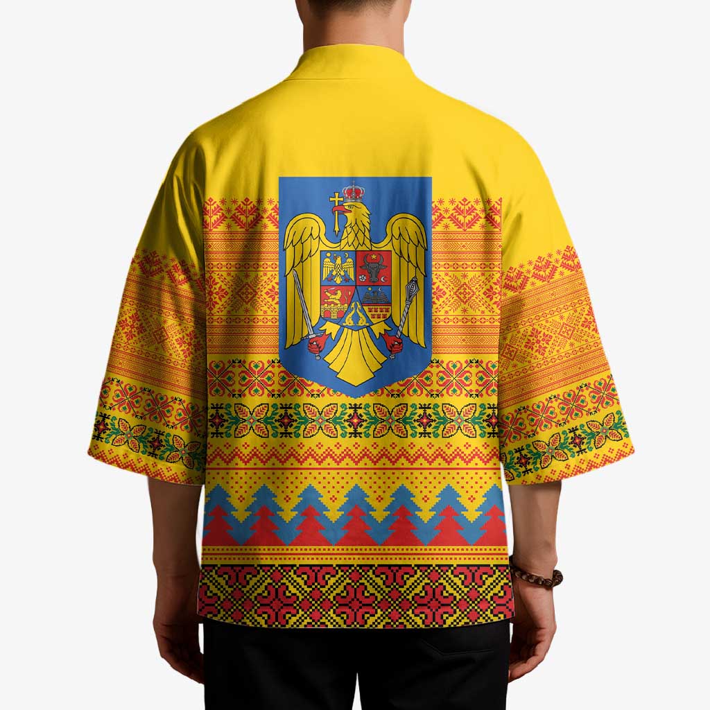 Romania Merry Christmas Kimono Romania Emblem Traditional Folk Art - Polynesian Pride