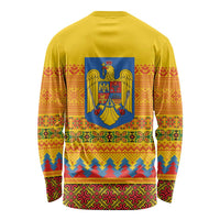 Romania Merry Christmas Long Sleeve Shirt Romania Emblem Traditional Folk Art - Polynesian Pride