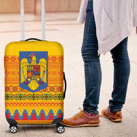 Romania Merry Christmas Luggage Cover Romania Emblem Traditional Folk Art - Polynesian Pride