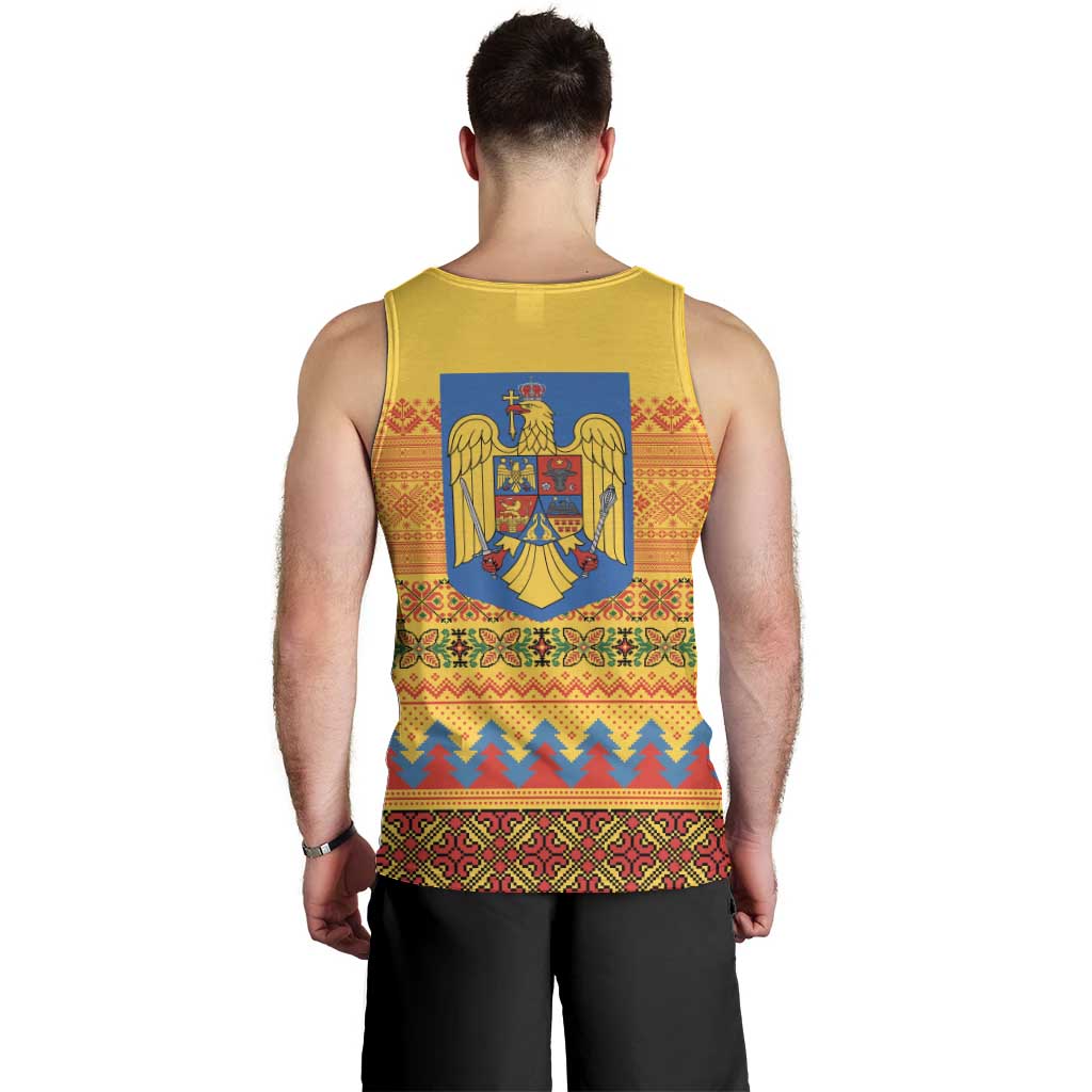 Romania Merry Christmas Men Tank Top Romania Emblem Traditional Folk Art - Polynesian Pride