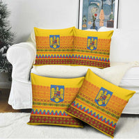 Romania Merry Christmas Pillow Cover Romania Emblem Traditional Folk Art - Polynesian Pride