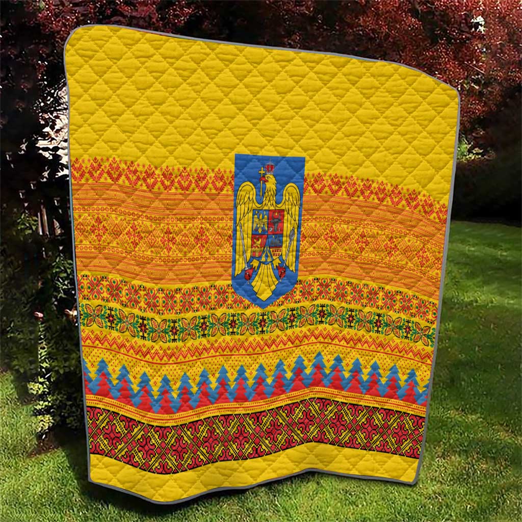 Romania Merry Christmas Quilt Romania Emblem Traditional Folk Art - Polynesian Pride