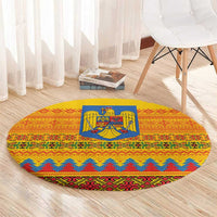 Romania Merry Christmas Round Carpet Romania Emblem Traditional Folk Art - Polynesian Pride