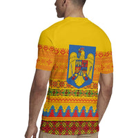 Romania Merry Christmas Rugby Jersey Romania Emblem Traditional Folk Art - Polynesian Pride