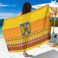 Romania Merry Christmas Sarong Romania Emblem Traditional Folk Art - Polynesian Pride