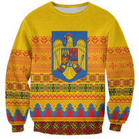 Romania Merry Christmas Sweatshirt Romania Emblem Traditional Folk Art - Polynesian Pride