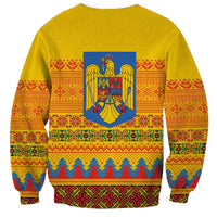 Romania Merry Christmas Sweatshirt Romania Emblem Traditional Folk Art - Polynesian Pride