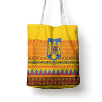 Romania Merry Christmas Tote Bag Romania Emblem Traditional Folk Art - Polynesian Pride