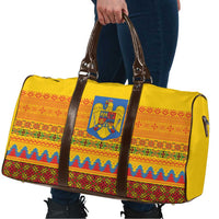 Romania Merry Christmas Travel Bag Romania Emblem Traditional Folk Art - Polynesian Pride