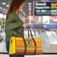 Romania Merry Christmas Travel Bag Romania Emblem Traditional Folk Art - Polynesian Pride