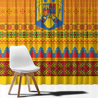 Romania Merry Christmas Window Curtain Romania Emblem Traditional Folk Art - Polynesian Pride
