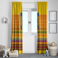 Romania Merry Christmas Window Curtain Romania Emblem Traditional Folk Art - Polynesian Pride