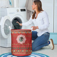 Mexico Merry Christmas Laundry Basket Mexican Cultural Emblem Xmas Style - Polynesian Pride